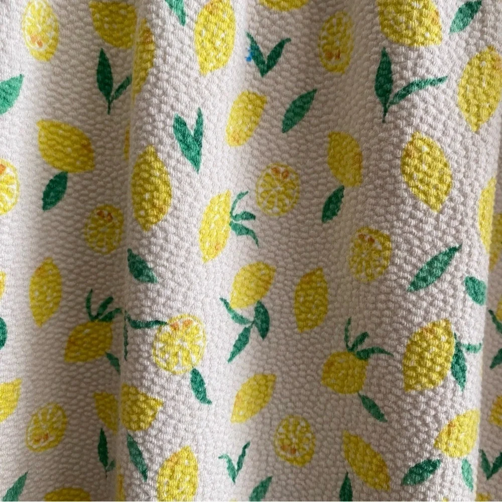 Zara Girls White Yellow Lemon Print Textured Sleeveless Dress 4t